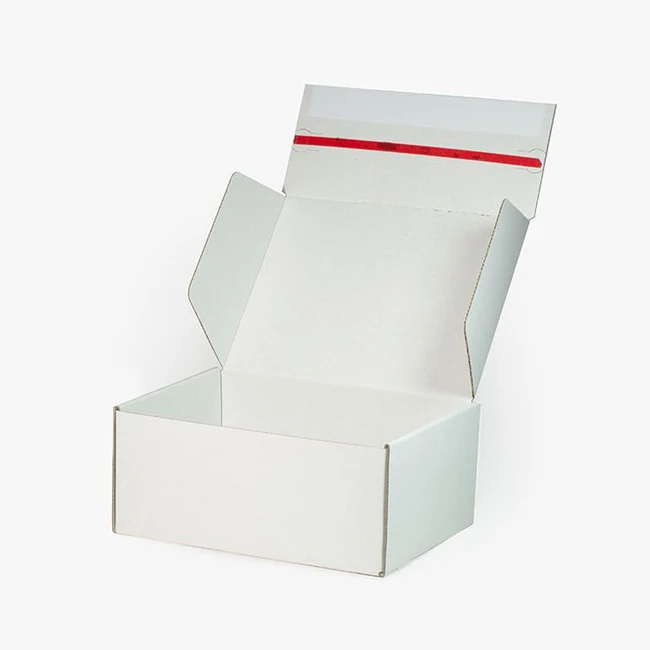 Custom label degradable environmental print ear lock rigid corrugated cardboard paper packaging mail postal shipping box