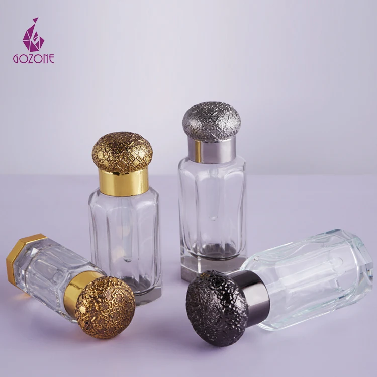 Восьмиугольные черные арабские стеклянные бутылки для эфирного масла Oud со стеклянной палочкой
