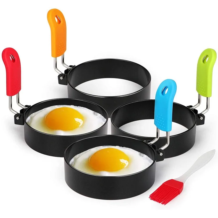 Round Cooking Tools Handle Stainless Steel Non-Stick Round Fried egg circle Pancake Rings Mold