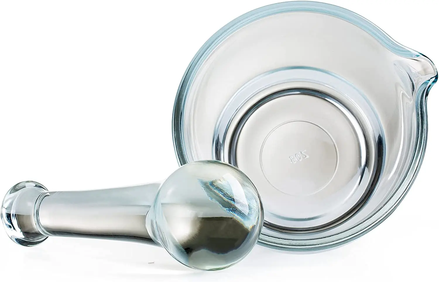 Kitchen Glass Mortar and Pestle Bowl Medicine Grinder and Mixer for Pharmacy or Science Lab