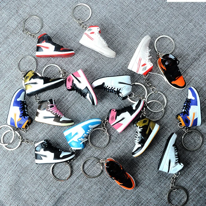 145 styles Wholesale 3D Mini Sneakers AJ shoes shoes Keychain Model cute keychains with box