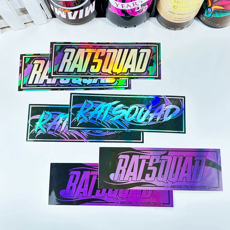 OEM ODM Custom Sticker Printing Die Cut Decal Stickers Hologram Laser Vinyl Waterproof Anime Cartoon Holographic Stickers