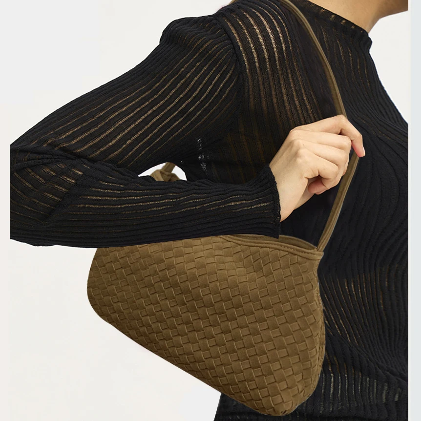 French niche new handmade braided bag versatile with premium feel handbag large capacity simple and fashionable underarm bag