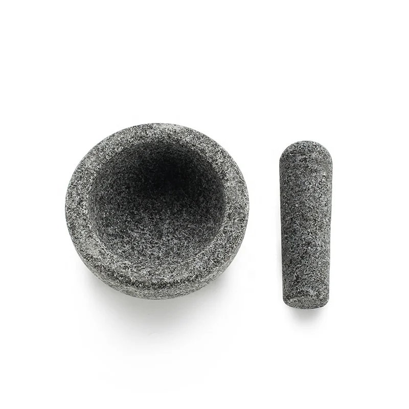 Amazon Hot Selling Black Natural Granite Stone  Mortar and Pestle Machine Set for Grinding