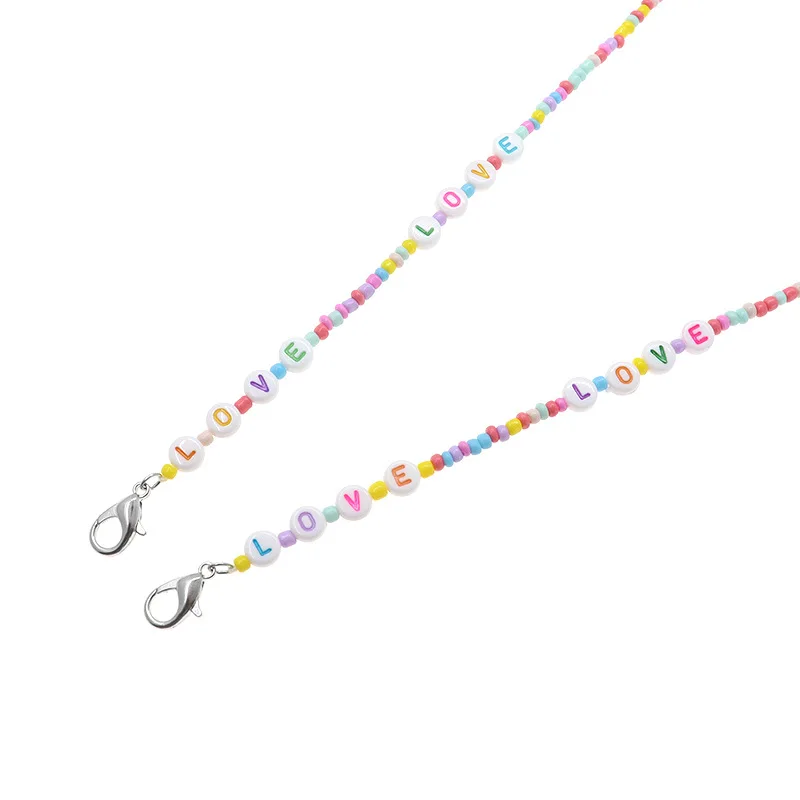Карамельные цвета детский Маскировочный держатель акриловые бусины с буквами надписью LOVE Smile шнурок защитой от потери цепочка для
