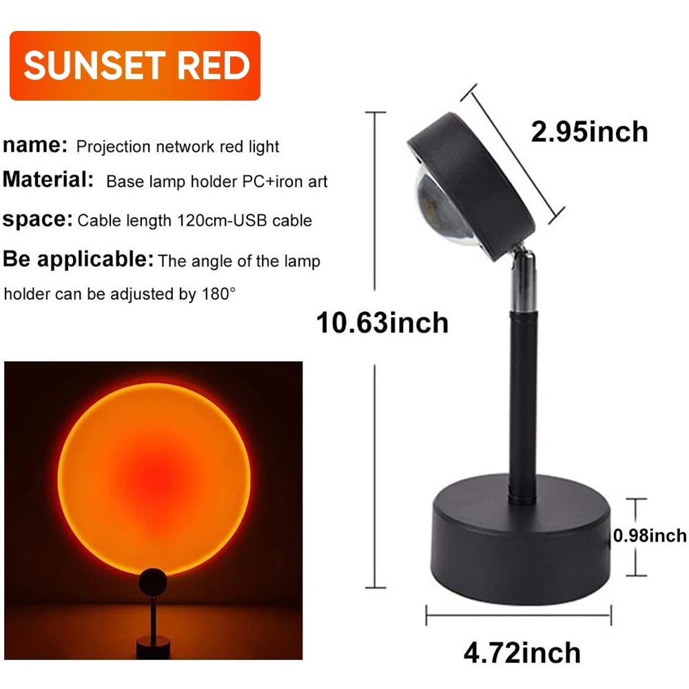 
Rainbow Sunset Projection lamp LED Wall Lamps Nightlight Projector with USB Modern Floor Stand Sunset Lamp 