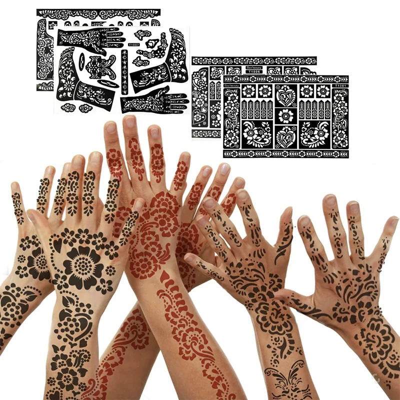 Latest Body Art Tattoo Stencil Temporary Henna Stencil Tattoo Stencils Hand Type Henna Sticker Applying Henna Tattoo