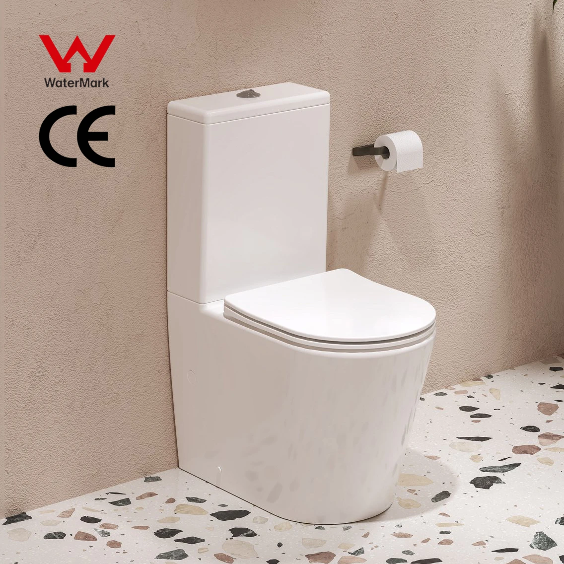 European Back to Wall Rimless Toilet Washdown Inodoro White Color Floor Mounted Two Piece Toilets for Sale