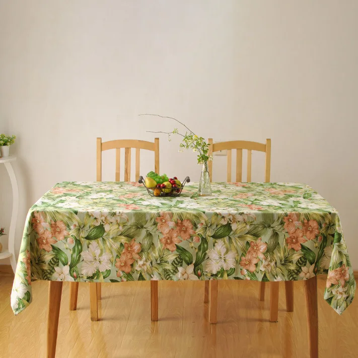 Wholesale Printed flower Tablecloth Custom Washable Cotton canvas fabric table linen covers for dining room kitchen decoration