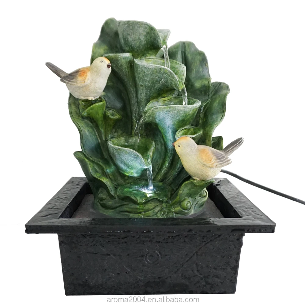 resin birds table top indoor water fountain waterfall feature