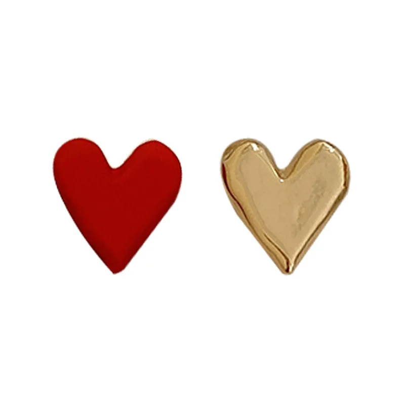 Jewelry 925 silver needle asymmetric candy color Love Earrings Korean temperament sweet simple lovely