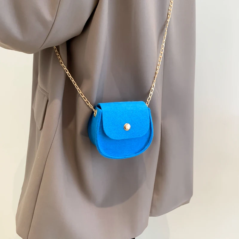 2023 New design wool felt bag Fashionable and cute mini bags for ladies Factory wholesale Metal Chain handbags