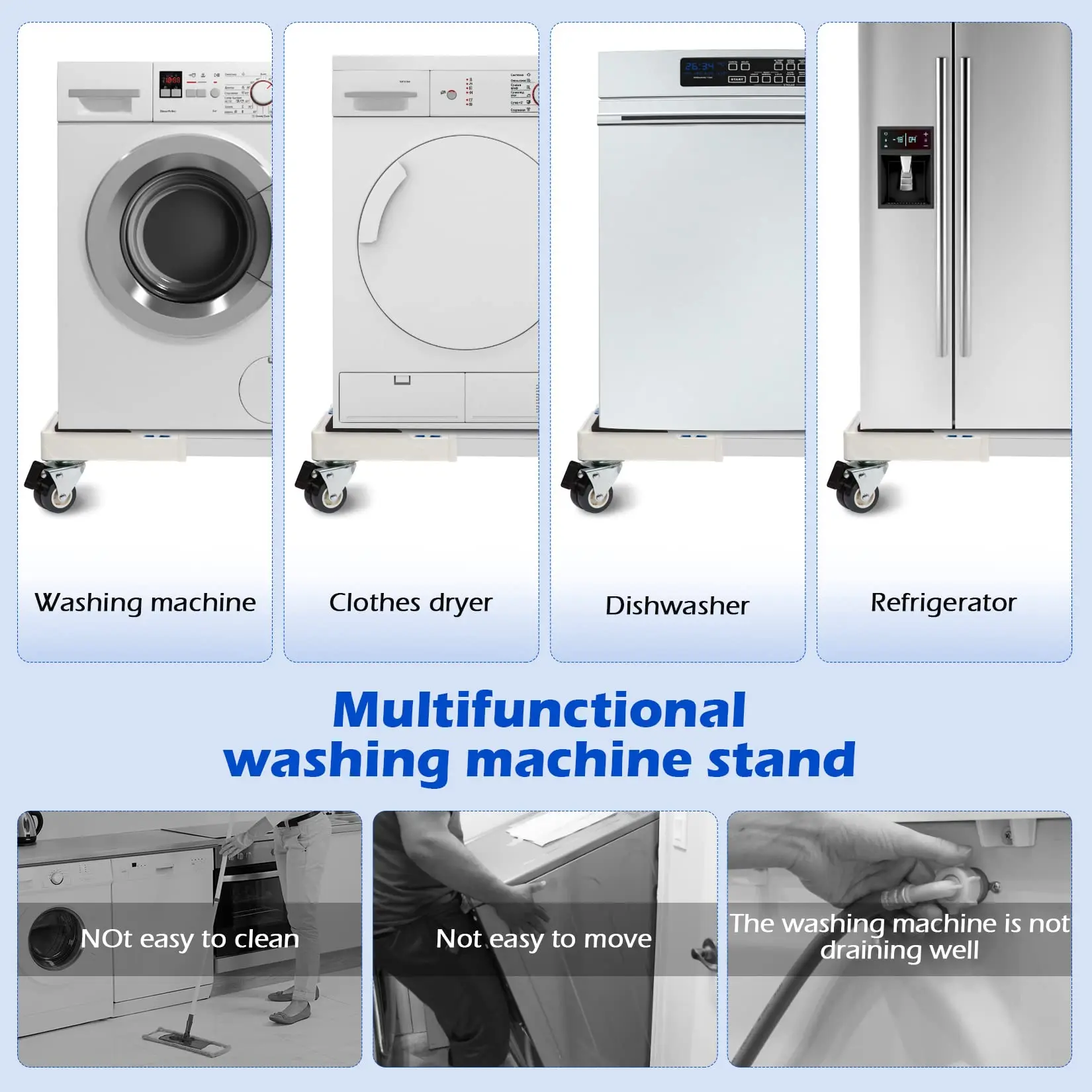 Appliance Dolly Cart  Plastic Base for Washing Machine and Refrigerator Washing Machine trolley wheels Base Fridge Stand