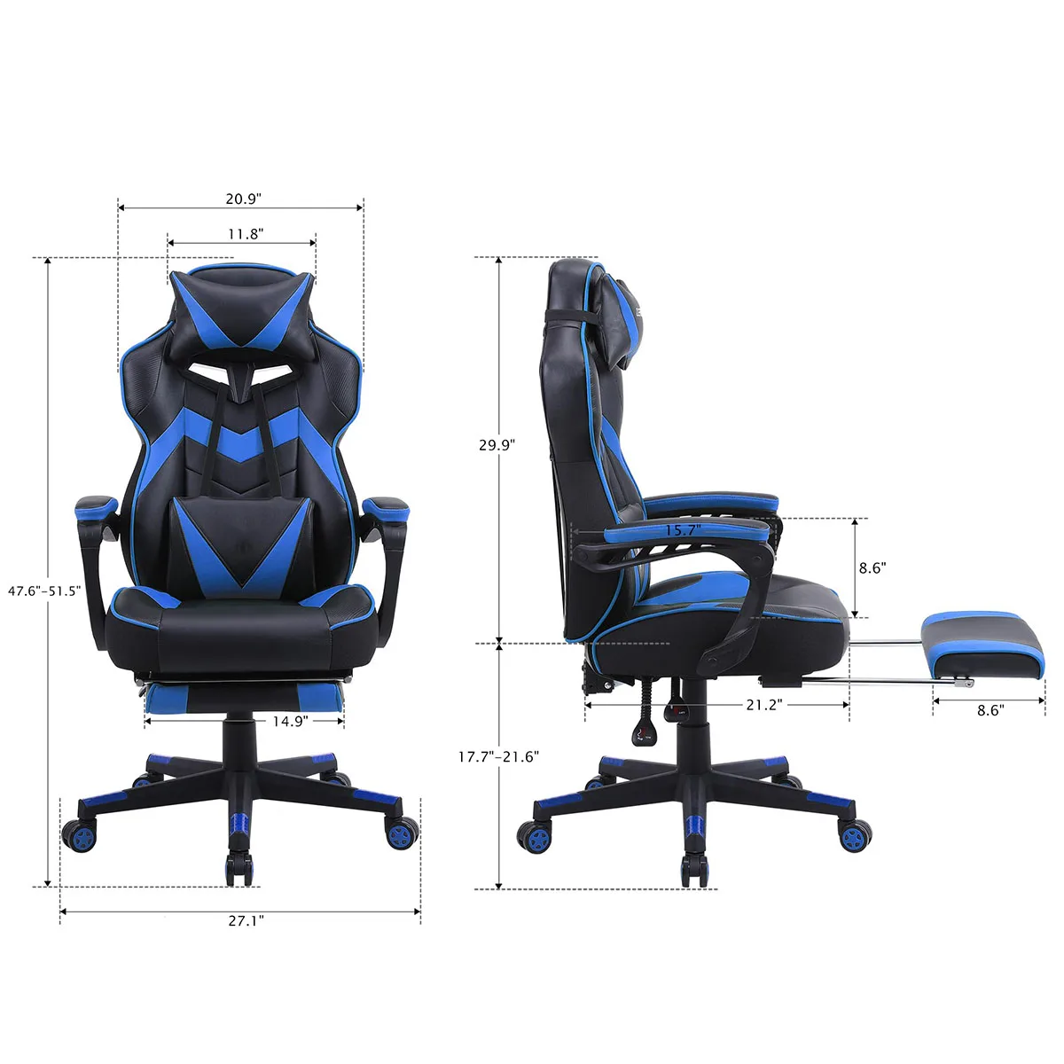 Premium Racing Gaming Chair With Swivel Cushion 360 Degree Rotating Comfort Car Seat Height Adjustable Reclining Office Chair