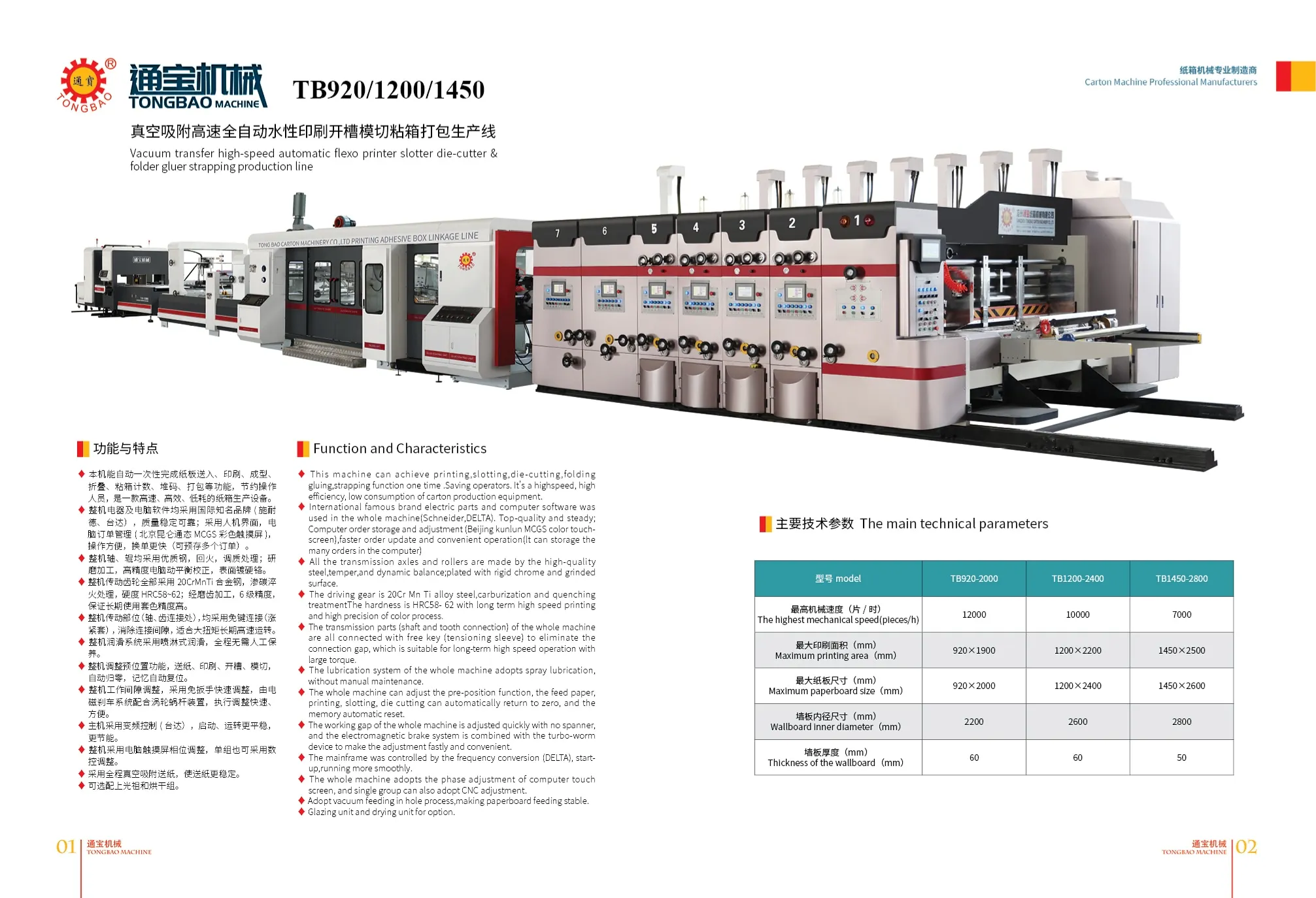 Vacuum transfer high speed automatic flexo printer slotter die-cutter &folder gluer strapping production line