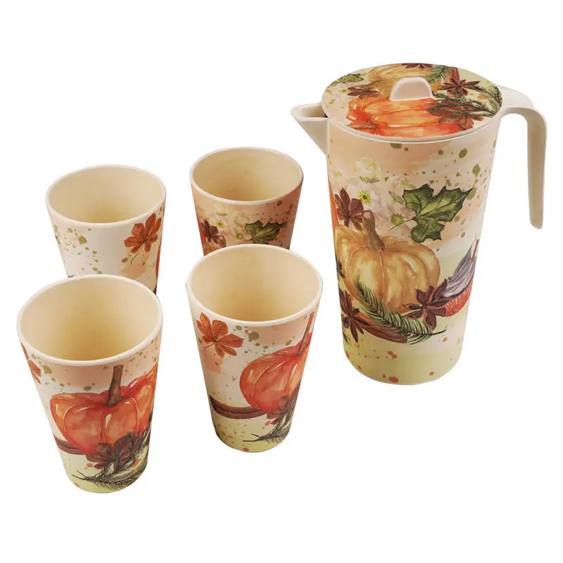 simple design wholesale bamboo fiber water jug reusable water pitche with lid