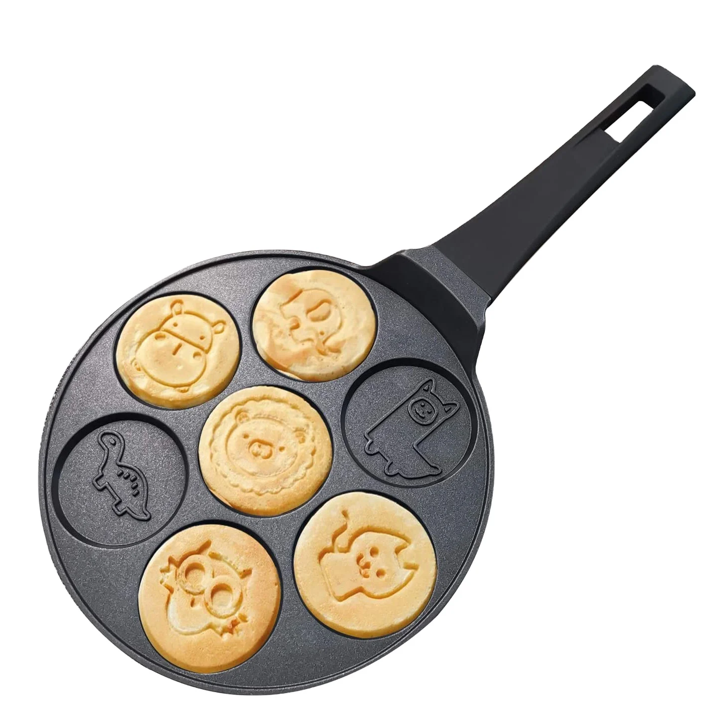 Pancake Pan Nonstick, 7-Mold Cast Aluminum Pancake Griddle, Even Heating & Easy to Clean Pancake Maker
