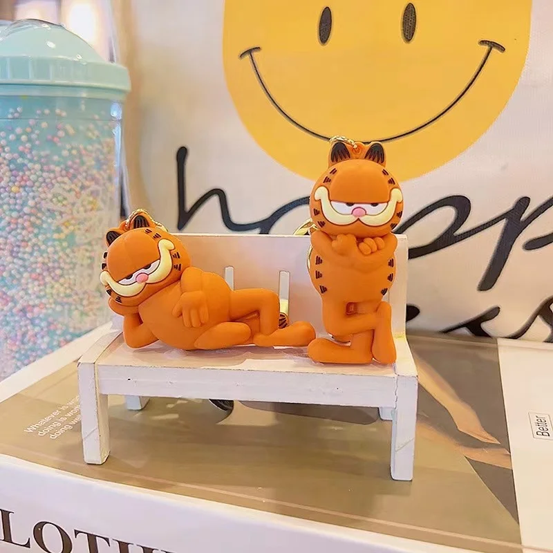 Hot Sale Cute Cat Pvc Doll 3D Car Key Ring Craft Gift Garfieldcatie Key Chain Soft Rubber Silicone Keychain