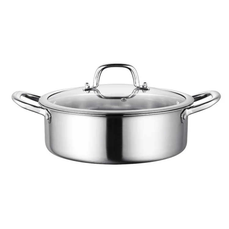 Hot Sale Low Price Food Grade Stainless Steel Cooking Pot 28cm Hot Pot Soup & Stock Pot With Glass Lid