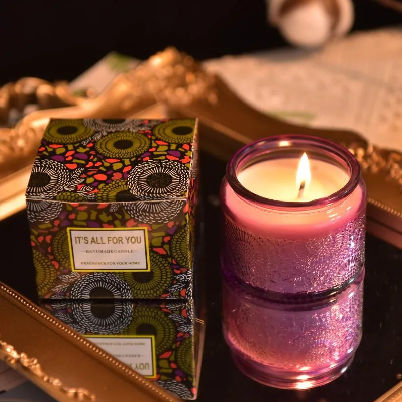 SuXiu OEM soya wax candles Aromatherapy Home room refreshing relief glass candle Holiday gift Smokeless soy wax cylinder incense