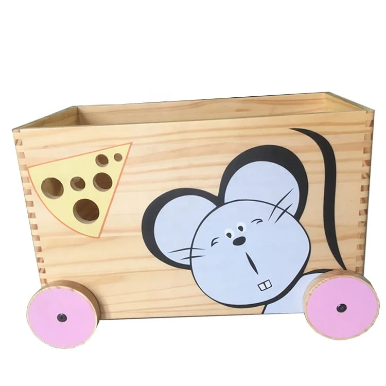 bedroom cute kids wooden toy storage box