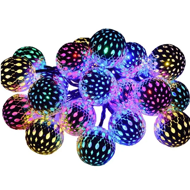 Гирлянда с солнечной батареей гирлянда марокканскими шарами 20 светодиодов волшебная круглыми лампочками рождественское освещение на батарее для Outdo