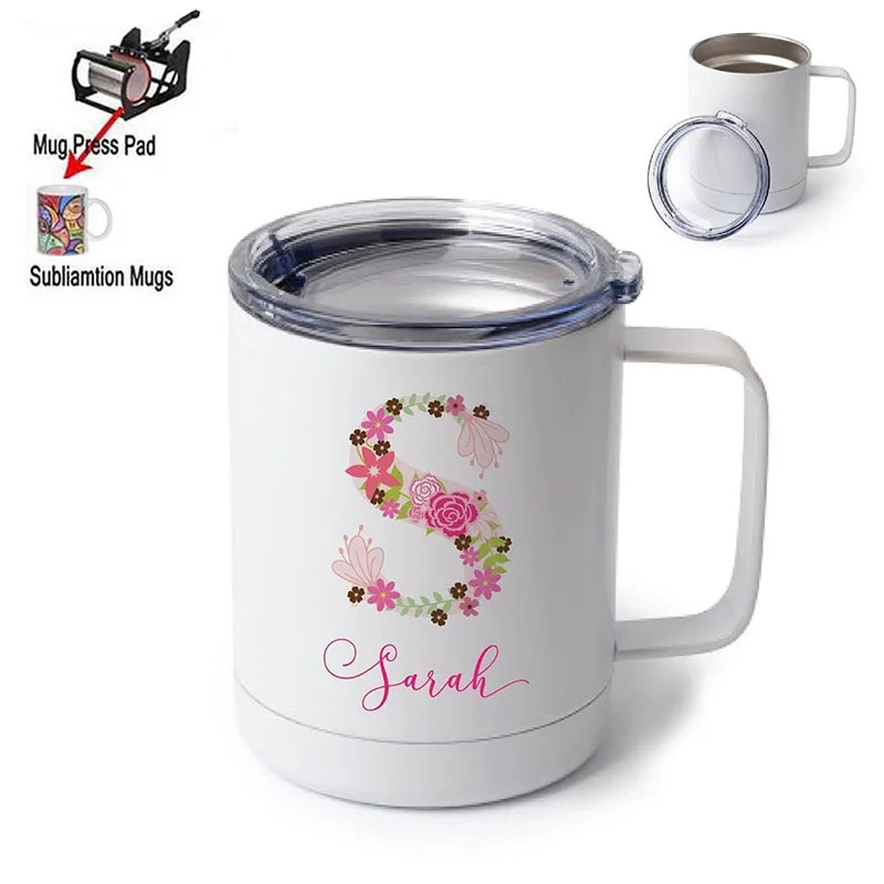 10 oz 12 oz 20 oz 30 oz Stainless Steel Straight Skinny Tumblers With Handles For Sublimation Printing