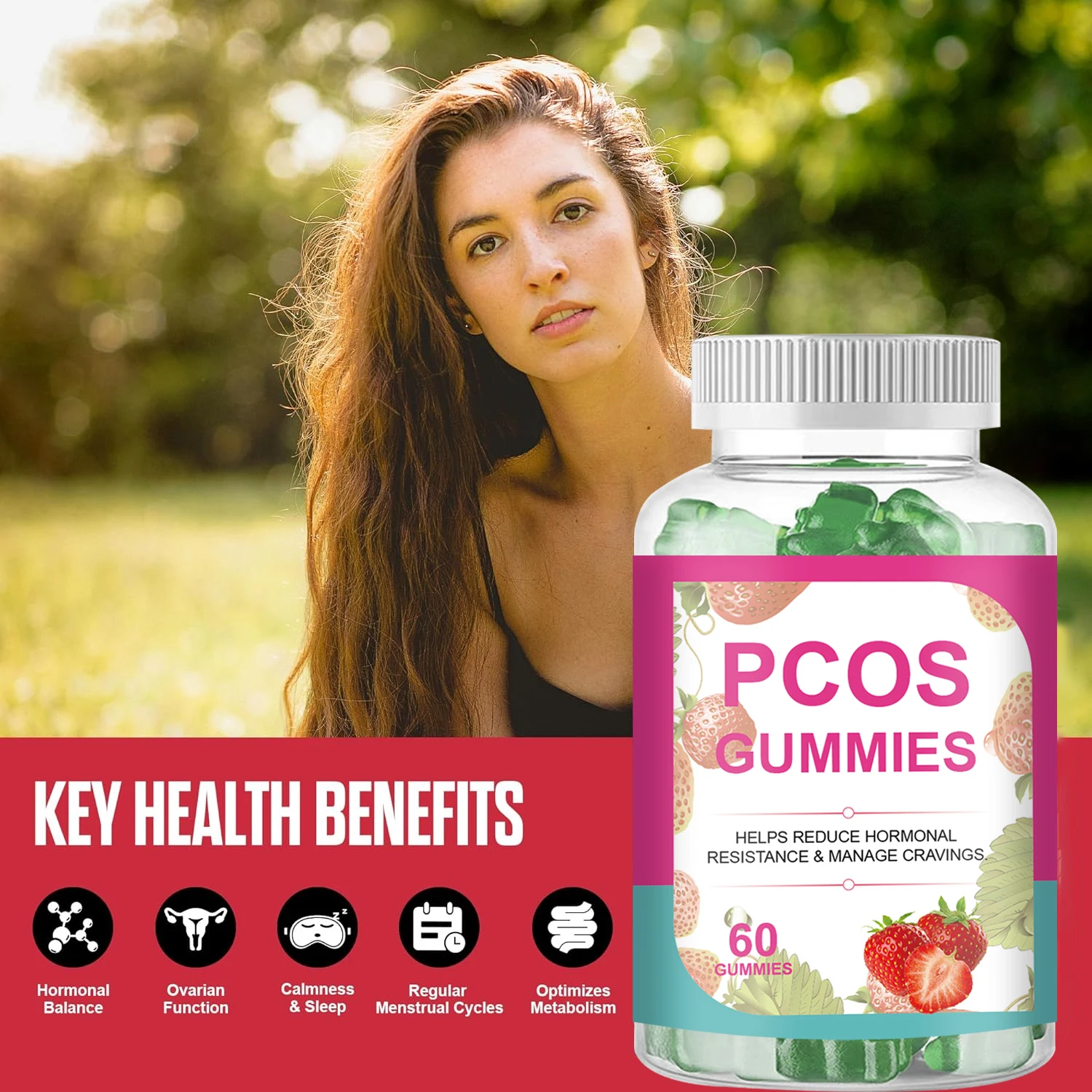 Factory Supply Private Label Natural Healthcare Wellness Support Pcos Gummies Vitamins Supplements For Women