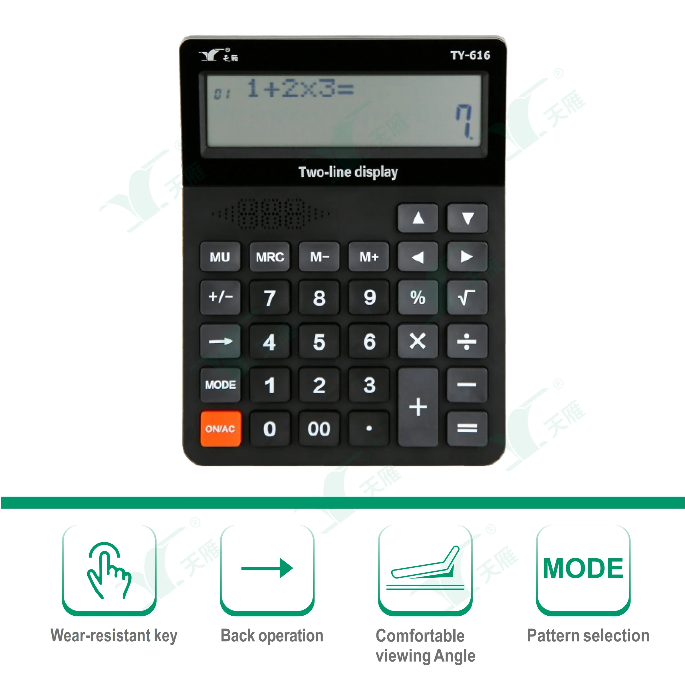 TY616 12 Digit Dual Power Desk AA Battery Solar Energy Cheap Standard Function Electronic Calculator with Large LCD Display
