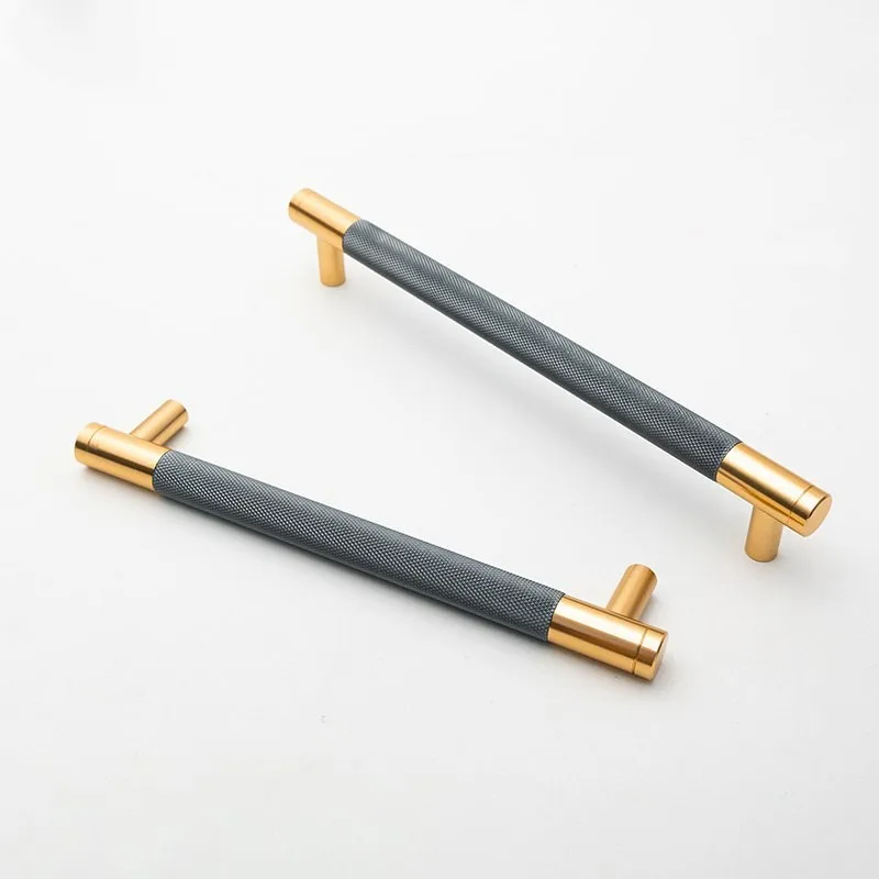 Luxury Knurled Handles Aluminium T Bar Handles Wardrobe Door Pulls Kitchen Cabinet Drawer Pulls Decoration Handles