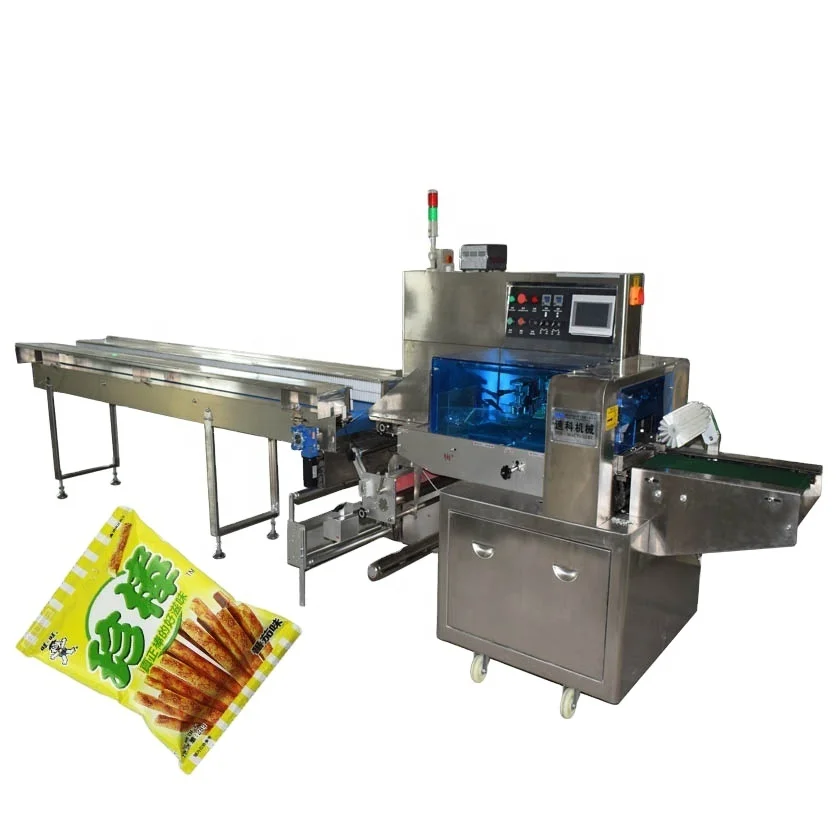 Fully Automatic horizontal packaging Chocolate Bar Candy Wrapping Soap Flow Spoon Sanitary Cotton Making Pillow Packing Machine