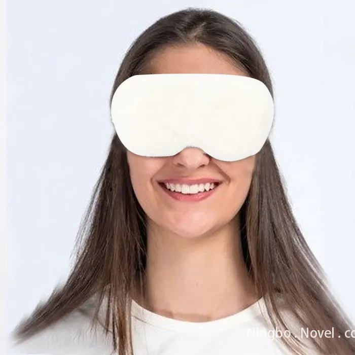 White Plush Soft Cover Blindfold Eyeshade Heat Sleep Thermal Therapy Warm Eye Compress