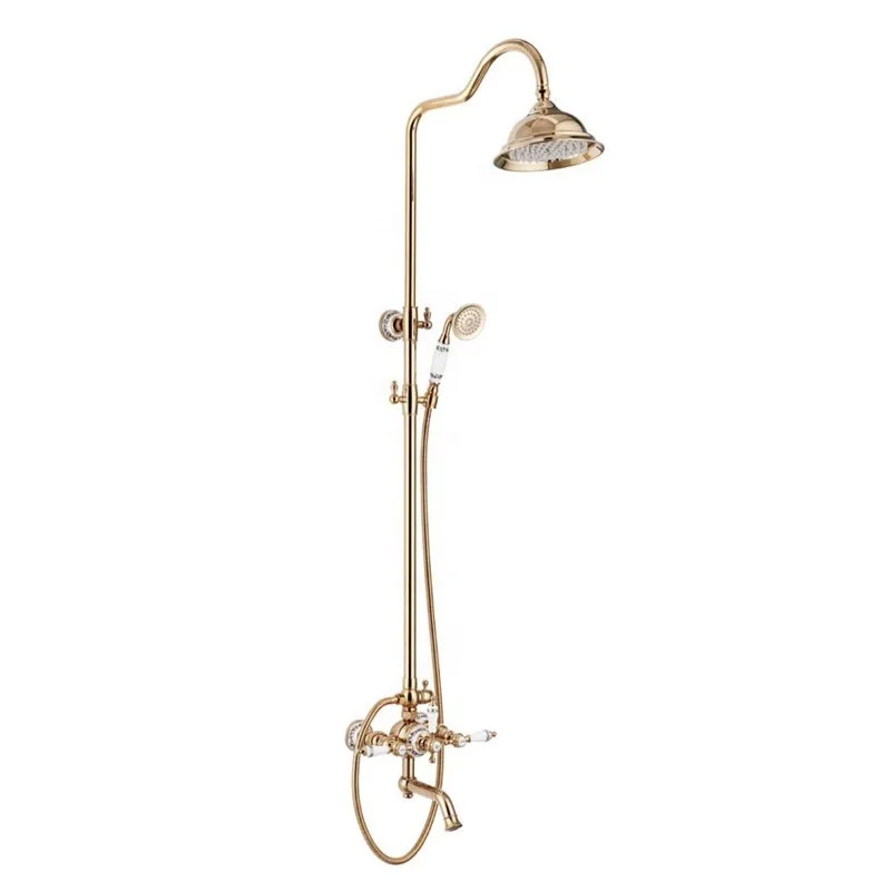 Foshan Factory Brass Rose Gold Shower Chrome Shower Mixer Telephone Hand Shower
