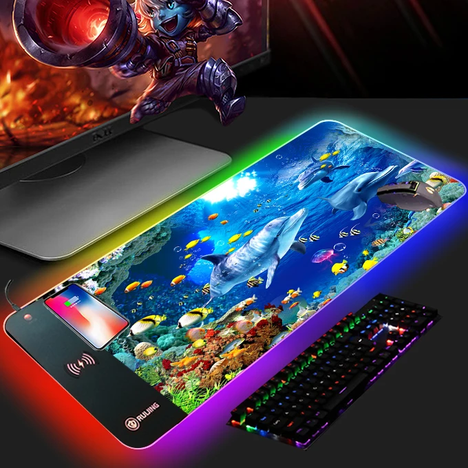 2021 игровой коврик для мыши с персонализированным логотипом 3xl Gaming 15W RGB Беспроводное зарядное устройство с ковриком для мыши