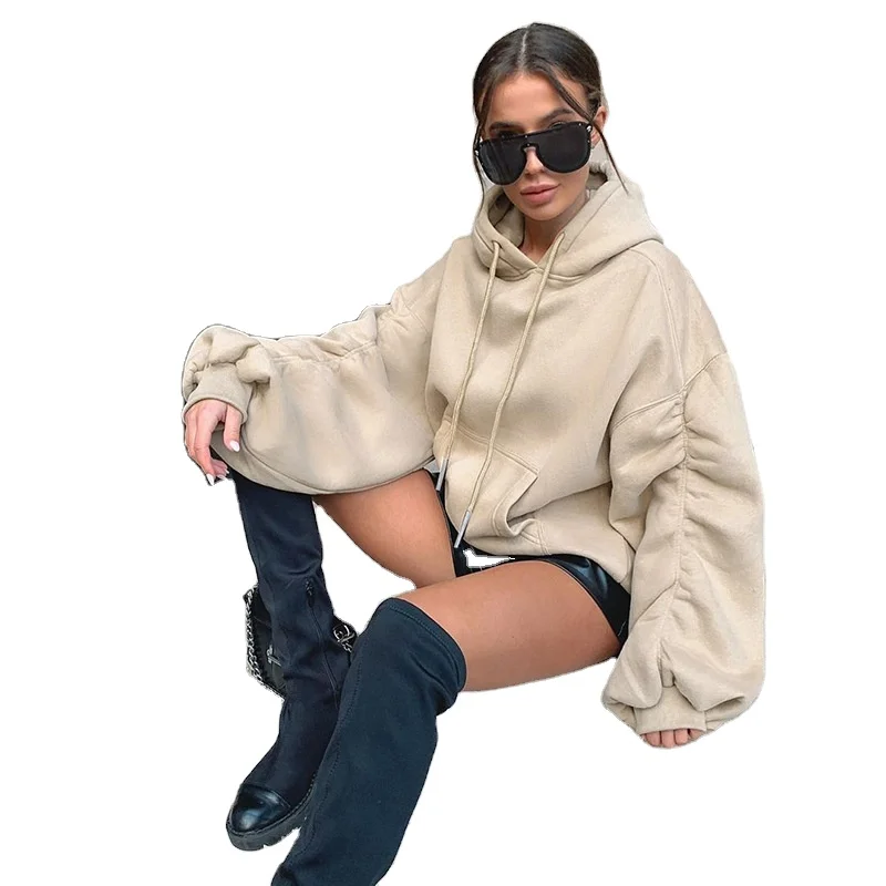 OEM Logo pile sleeve oversized loose fit hoodies