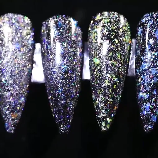 Bcol Wholesale ODM OEM Professional Effect Diamond Shinning Glitter UV Galaxy Nail Gel Polish MOQ 1Kg