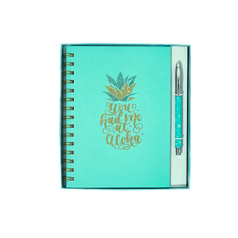 2020 New Product Pineapple Notebook And Pen Gift Set, Custom Luxury Office Stationery Set