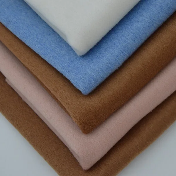 Cant opened double face solid woolen cloth two sides plain dyed color wool fabric light-weight woven fleece for overcoat jacket