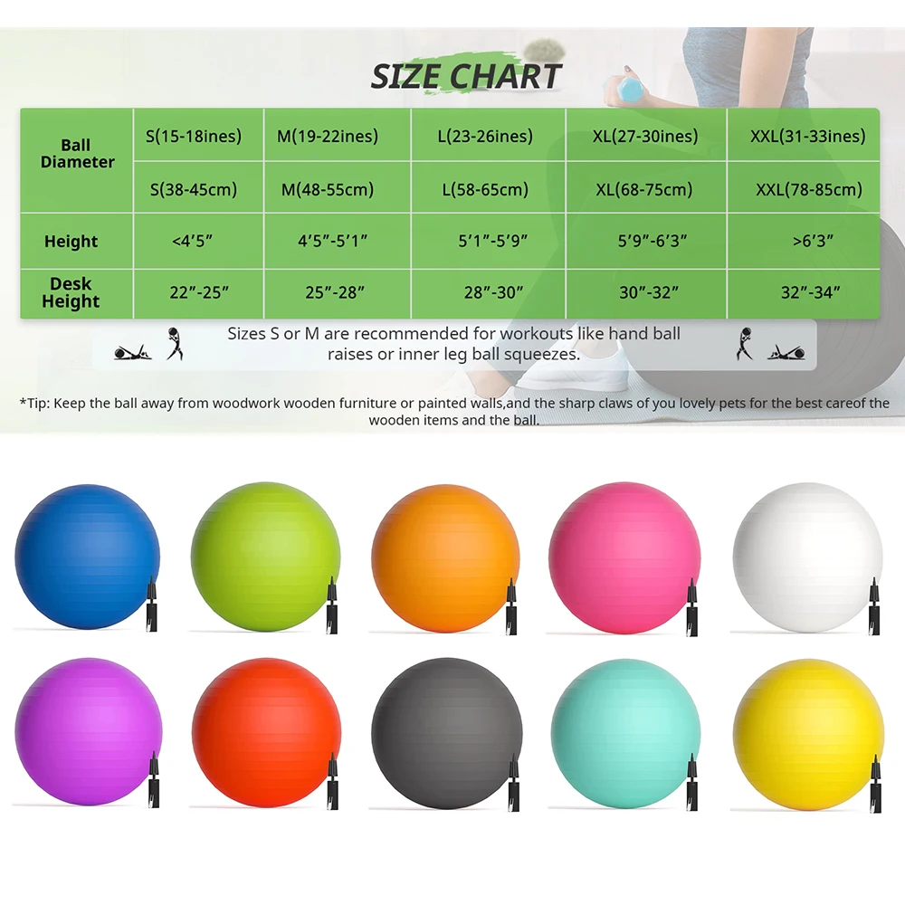 Custom Logo Extra Thick Frosted Surface Yoga Ball 55CM 950G Workout Pilates Gym Balance Exercise Ball Chair With Air Pump