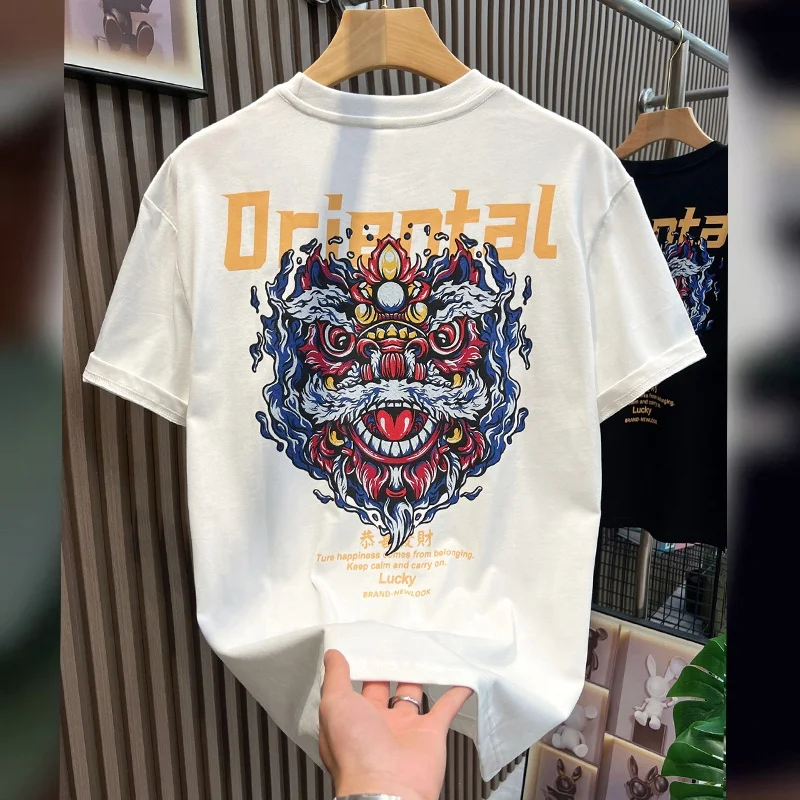 Tee Cotton Oversized Men's T-shirts Heavy Weight Screen Printing Tshirts T Shirt Print Custom Logo Men Vintage Regular Fit