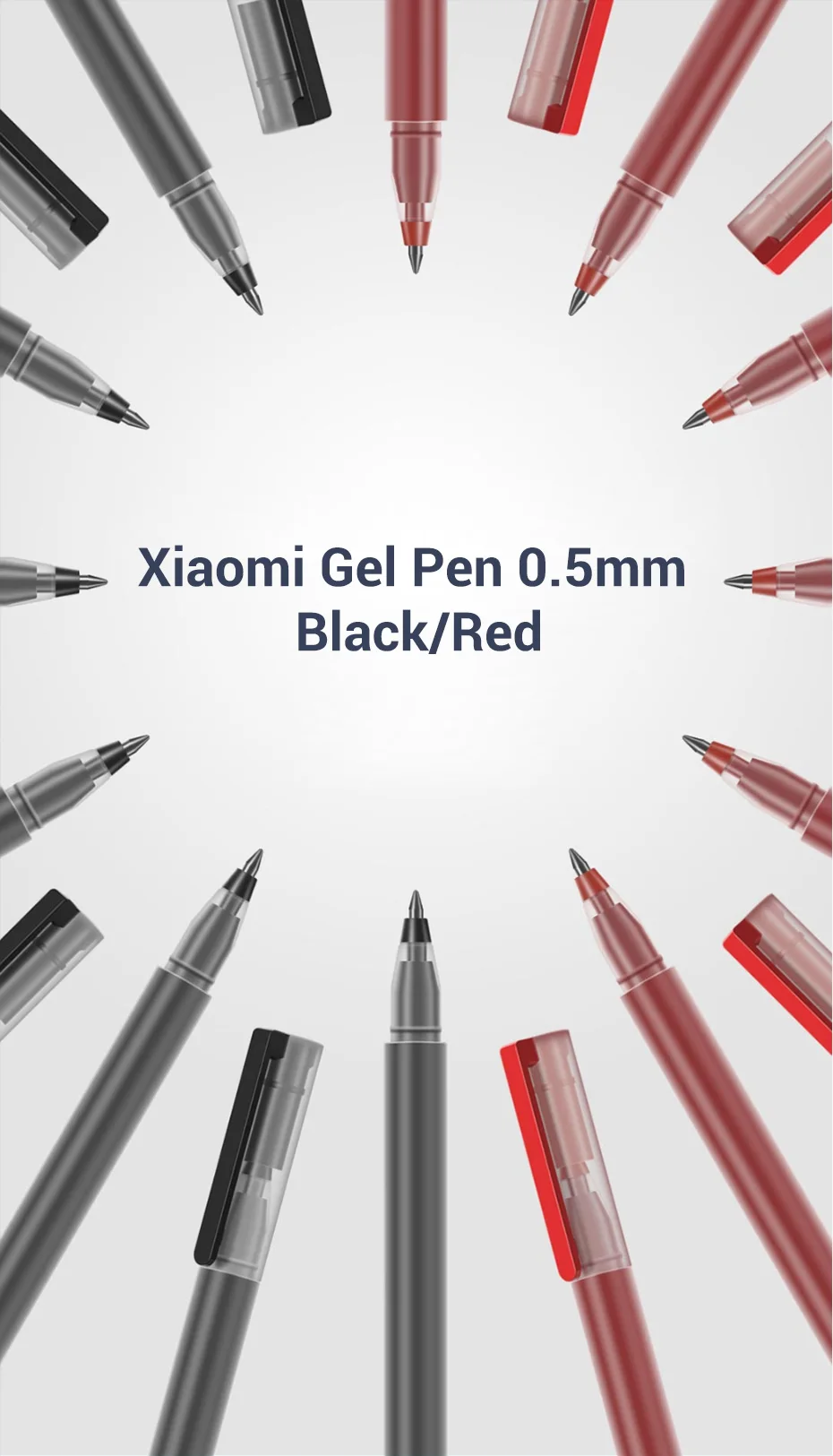 Original Xiaomi 10pcs Sign Pen Mijia Gel Pens 0.5MM Super Durable Black Red Ink Smooth Switzerland Refill Mikuni Japan Ink Drop