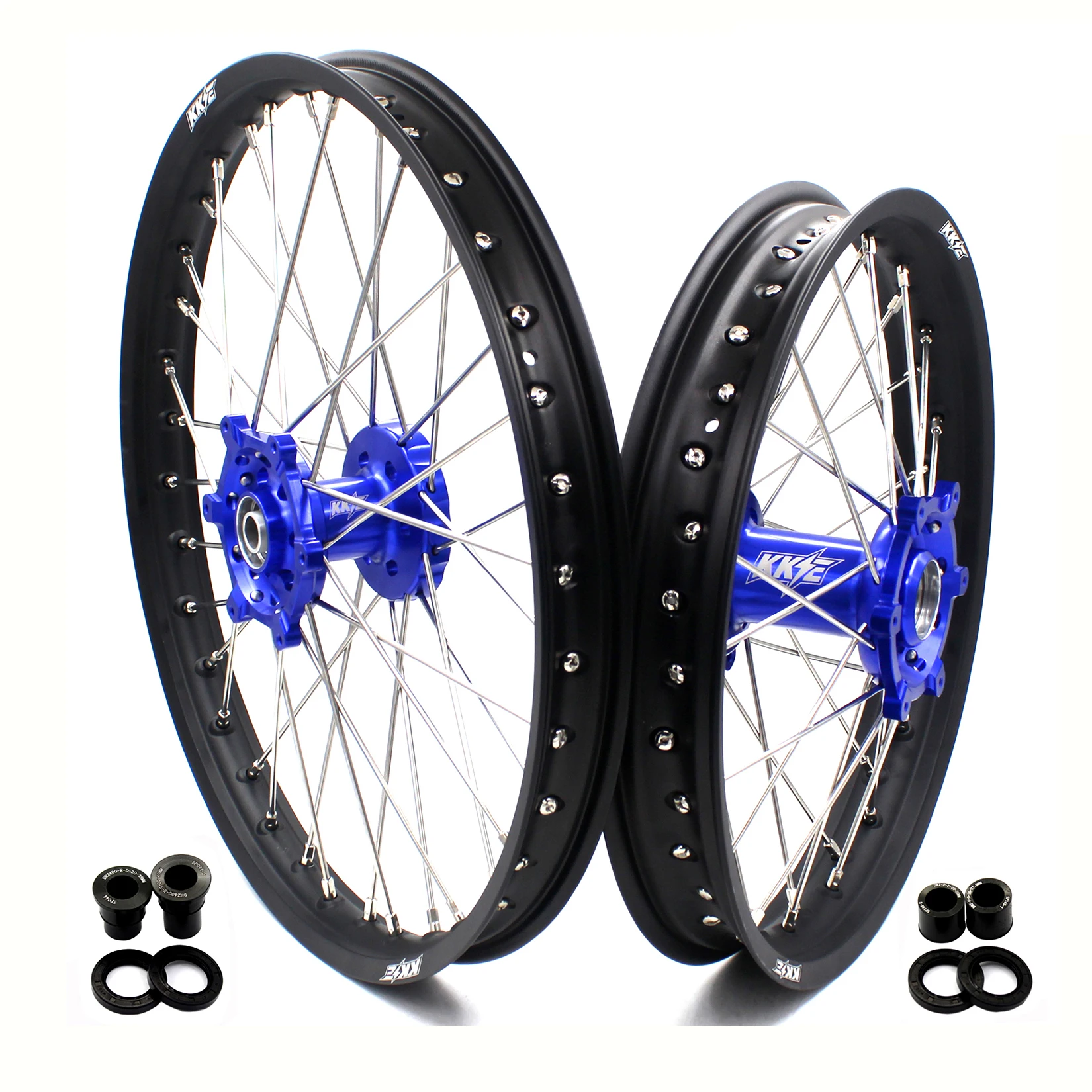  KKE Motorcycle 21/18 CNC Wheels Hubs Set Compatible with SUZUKI DRZ400 2000-2004 DRZ400E DRZ400S RAcing Enduro Blue