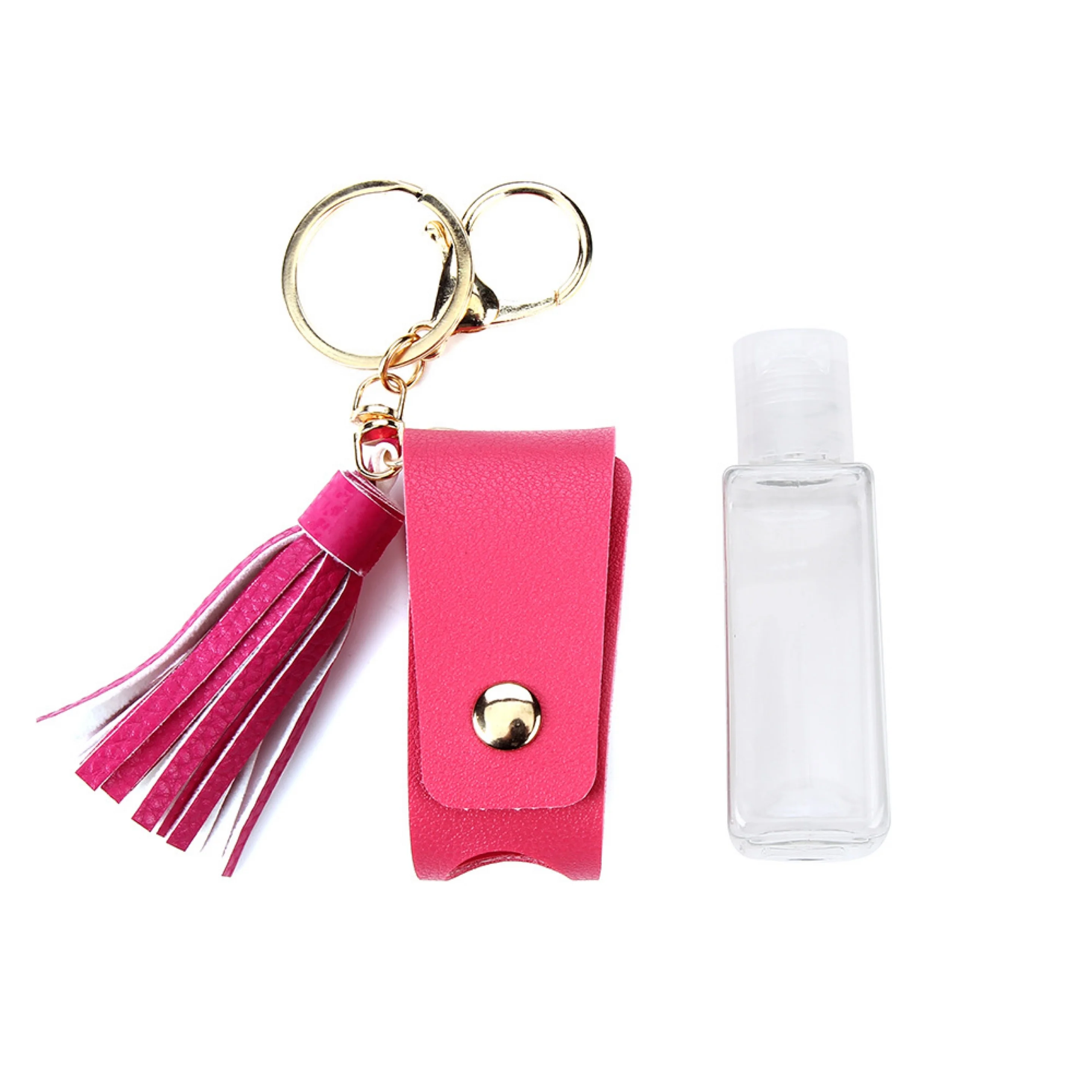 Leather Hand Sanitizer Bottle Holder Keychain Bags Travel Portable Hand Alcohol Bottle Holder