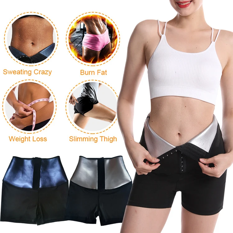 High Waist Lift Hip Sweat Compression Shorts Body Shapers Women Sauna Buckle Slimming Fitness Sports Corset Waist Yoga Pants