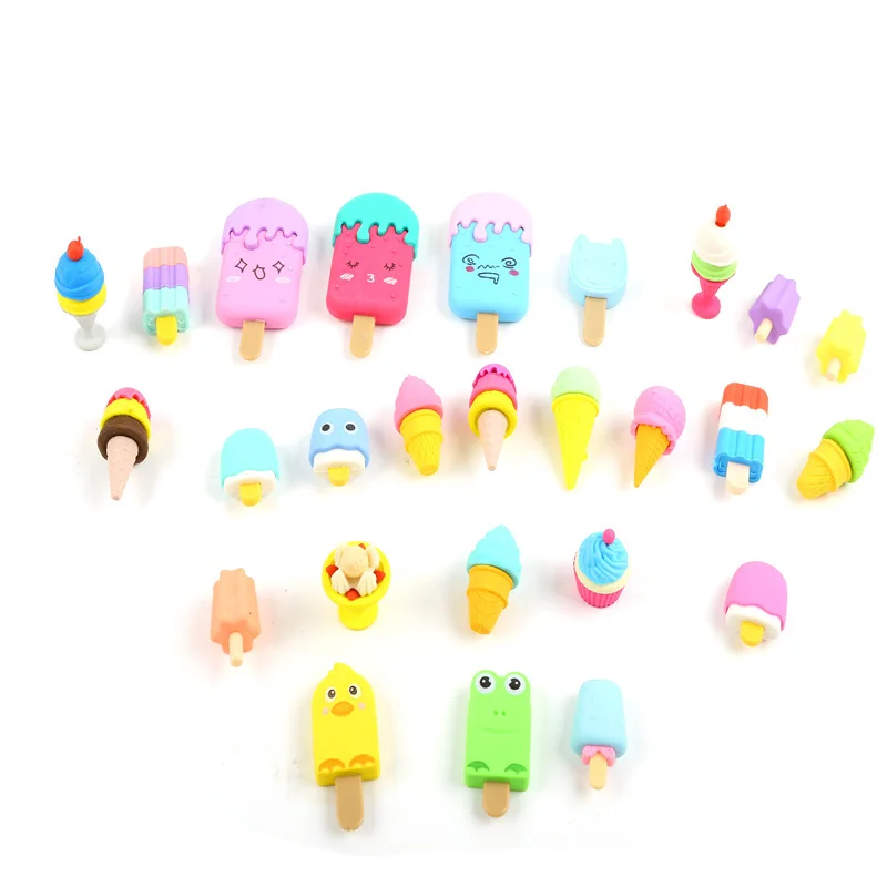 Милый ластик для еды, кавайная школьная канцелярия, 3D ластик на заказ с мороженым, пончиком, десертом, необычный подарок для детей, резиновый ластик