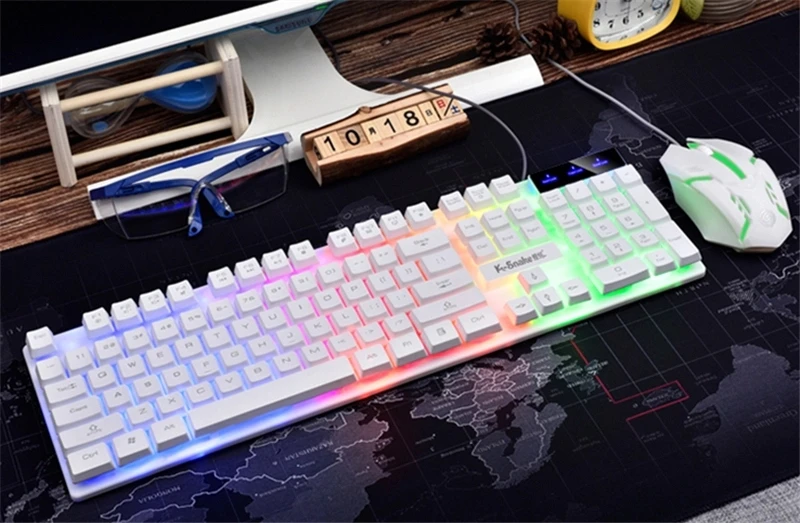  Проводная Механическая игровая клавиатура logitech 2021 KM320 USB 2 0 со светодиодной