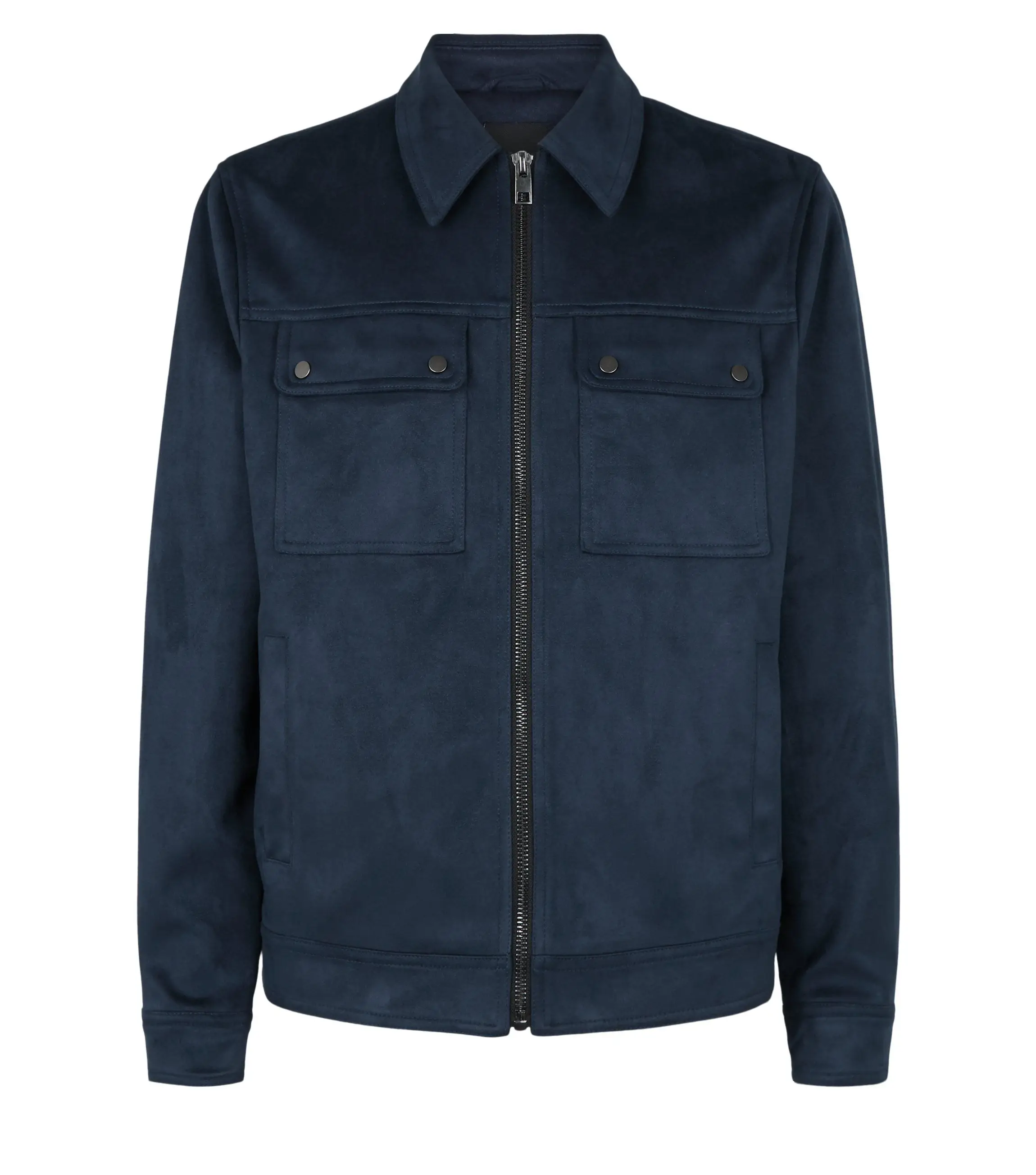 Hot Sale Dongguan Factory Custom Logo Navy Mens Casual Suede Jacket