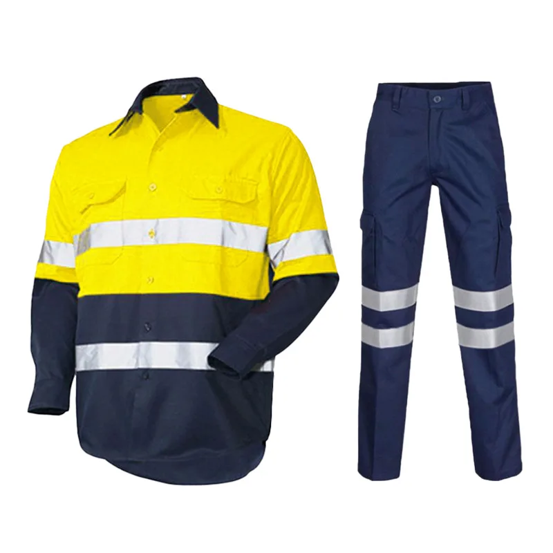 360 Night Light Strip 100% Cotton Construction Site Mineral Oil Field Long Sleeve Reflective Work Suits High Visibility Jacket