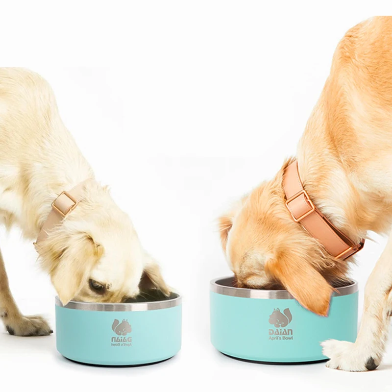 Wholesale Multi Colors 64oz Dog Water Bowl Silicone Stainless Steel Cat Bowl Double Wall Pet Bowl Non-slip Food Container