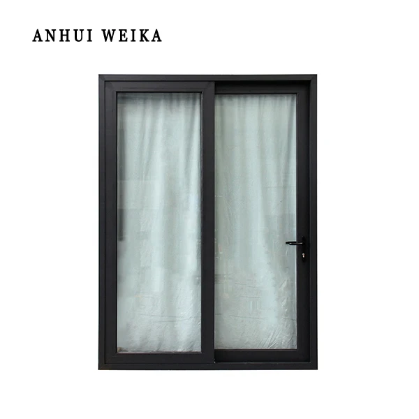 WEIKA Black Profile Color UPVC Sliding Window With Grid 15 Years Production Experience Fiber Glass Screen Netting PVC  Material